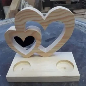 Double Heart Wooden Showpiece Stand Aflex World