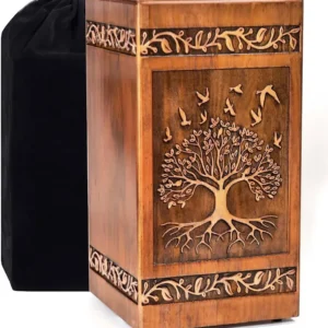 Engraved Wooden Storage Urn Box With Tree Of Life Design Aflex World 1