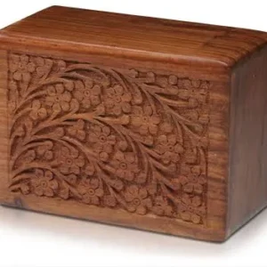 Hand Carved Wooden Storage Box With Floral Design Aflex World