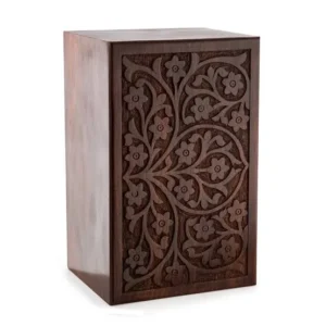 Hand Carved Wooden Storage Cabinet With Tree Design Aflex World 1