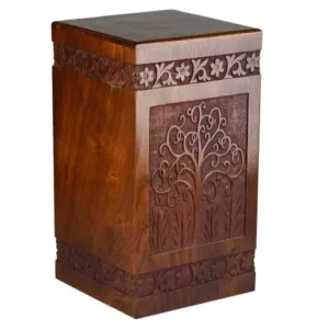Hand Carved Wooden Storage Cabinet With Tree Design Aflex World 2