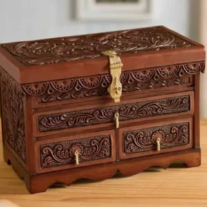 Hand Carved Wooden Storage Chest Aflex World