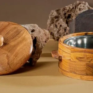 Handcrafted Wooden Ice Bucket With Steel Lining Aflex World