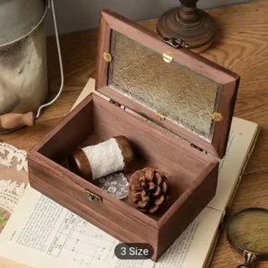 Handcrafted Wooden Storage Box With Engraved Metal Lid Aflex World 1