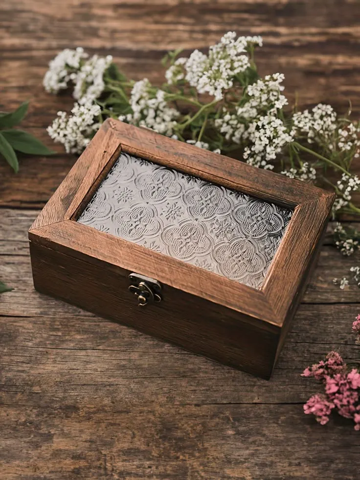 Handcrafted Wooden Storage Box With Engraved Metal Lid Aflex World 1 - Image 2