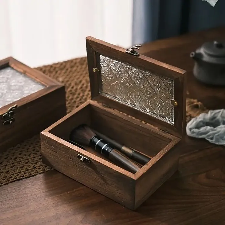 Handcrafted Wooden Storage Box With Engraved Metal Lid Aflex World 1 - Image 3