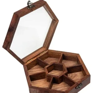 Hexagon Wooden Snack Serving Box Aflex World