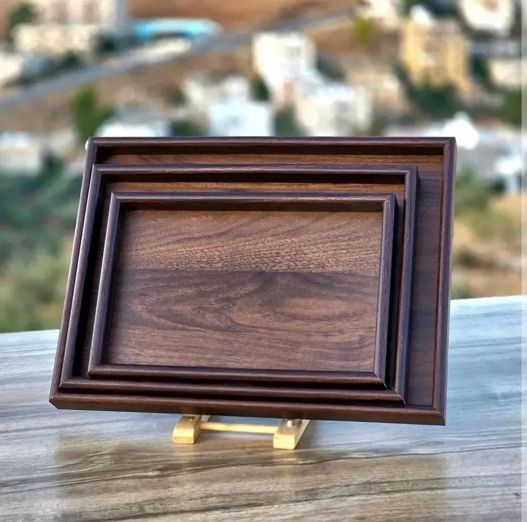 Premium Wooden Serving Tray With Handles Aflex World