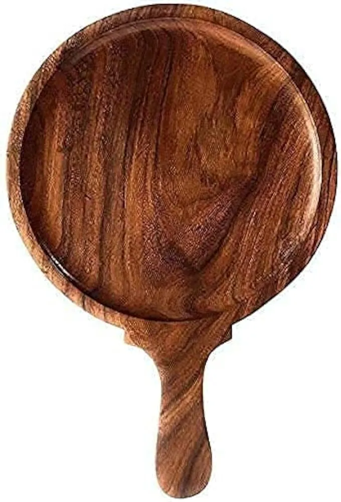 Rustic Wooden Serving Bowl With Handle Aflex World
