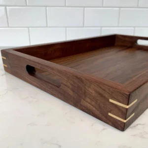 Rustic Wooden Serving Tray With Raised Edges Aflex World