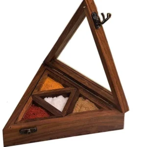Triangular Wooden Spice Box Aflex World